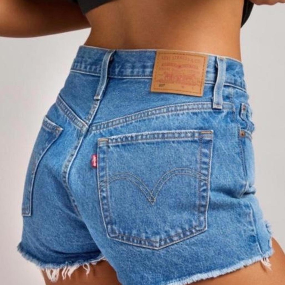 Levi's 501 Cutoff Denim Shorts High Rise Medium Wash 90s Y2K Distressed Classic